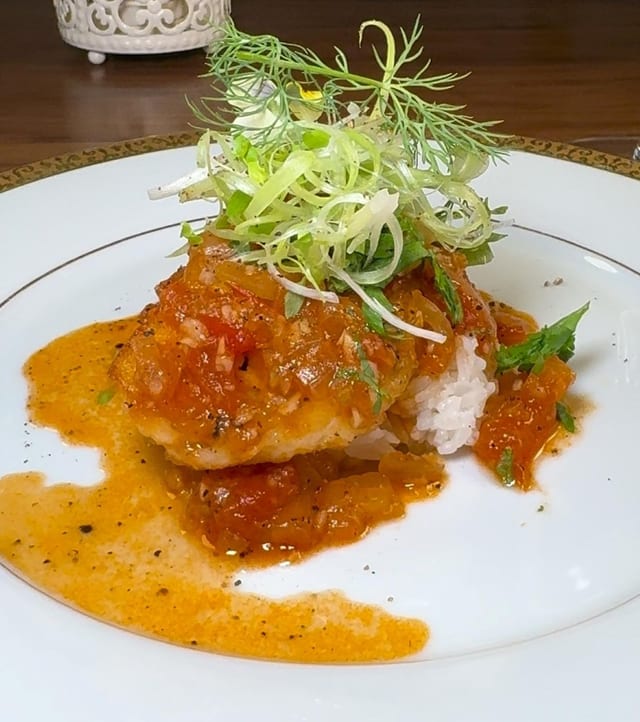 Lunch- Branzino w/ Tomato Sauce.